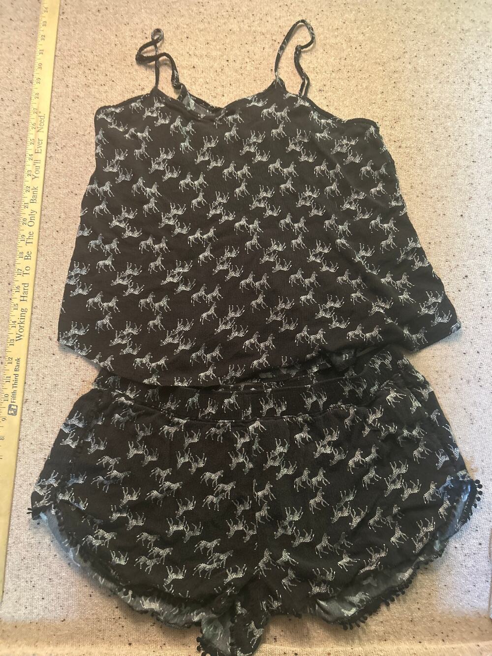 Old Navy Cotton Pajamas Shorts Tank Women's Large Black Zebra Print